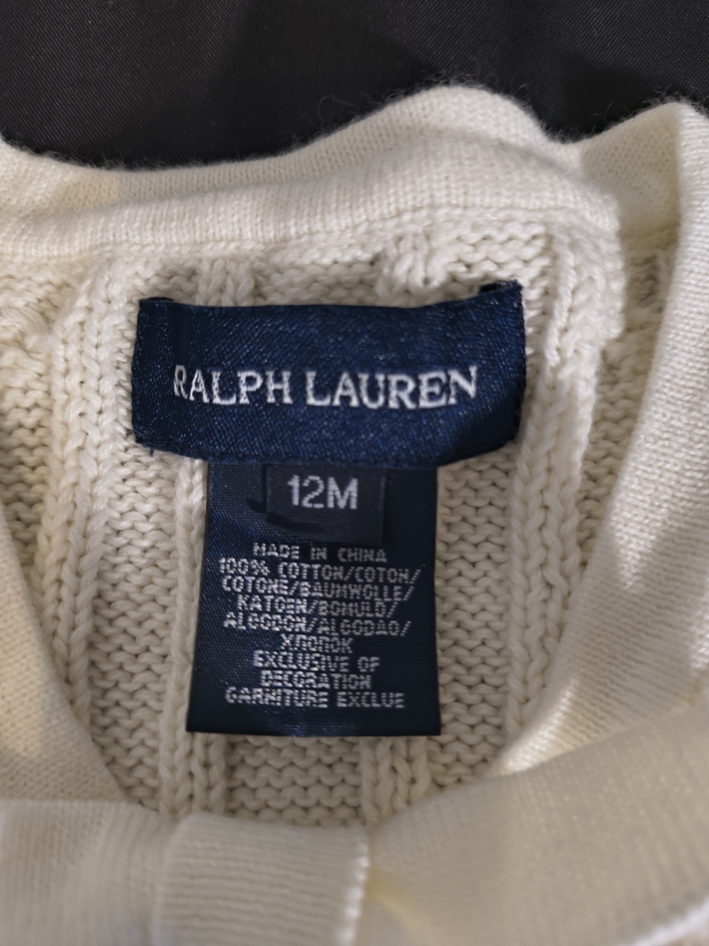 Ralph Lauren Kids Cream Cable-Knit Crewneck
